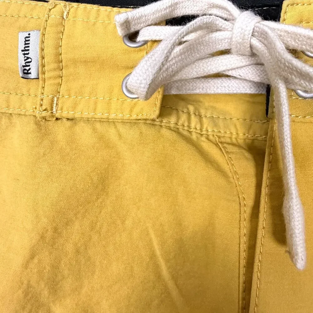 Rhythm Board Shorts 36 Yellow Brown Drawstring Cotton Blend 8